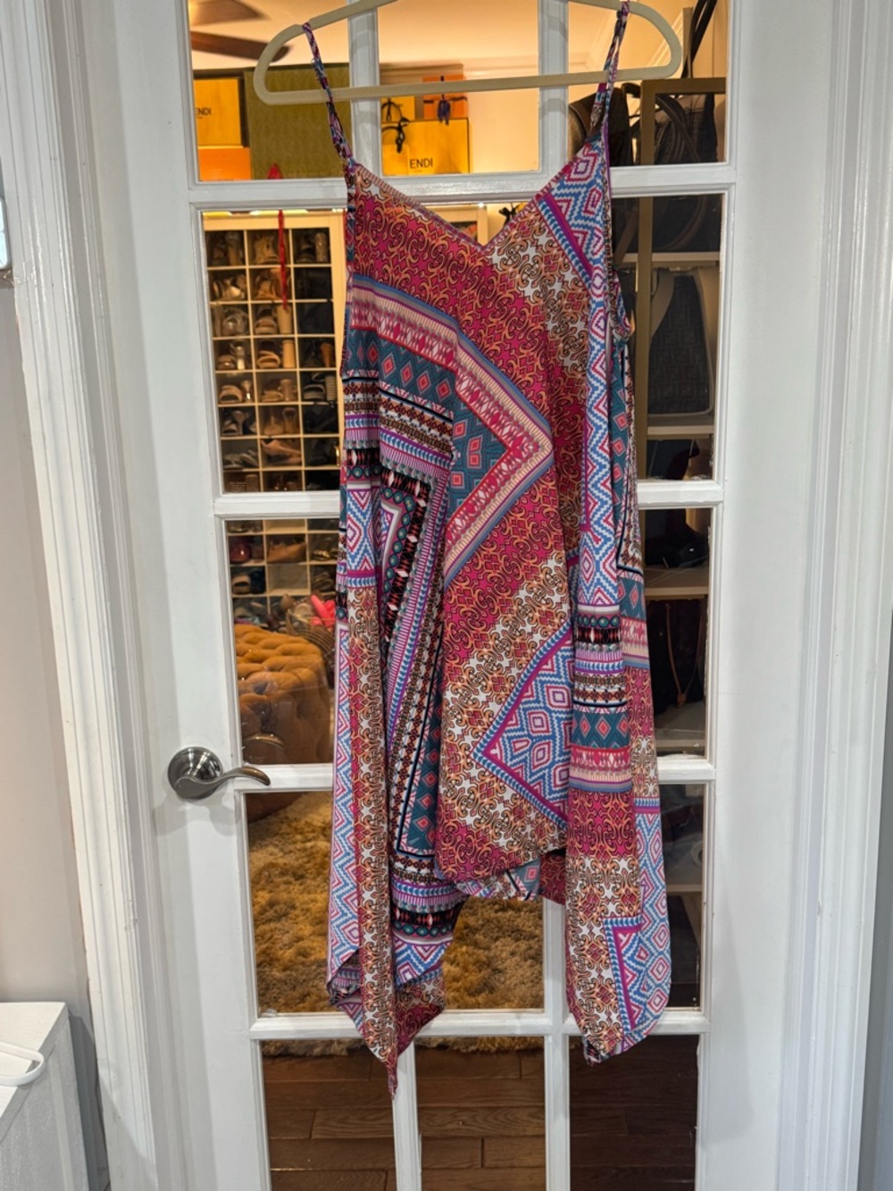🌸💜 Elan Multicolor Geometric & Paisley Slip Dress cover up sundress patterned 💜🌸 - Picture 2 of 5